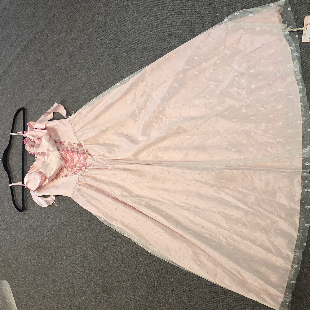 Lacemade Elegant Pink Gown with Lace Details